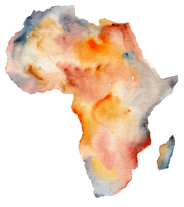 Matteo Pericoli, Map of Africa, 2009, watercolor on paper, for the cover of July 5, special issue of La Stampa dedicated to Africa.