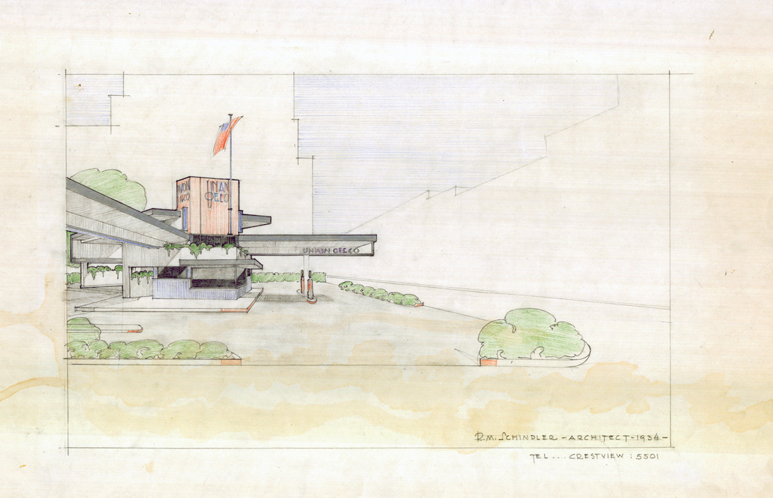 Rudolph Schindler, Union Oil Gas Station, 1933. (Art Design and Architecture Library UCSB)