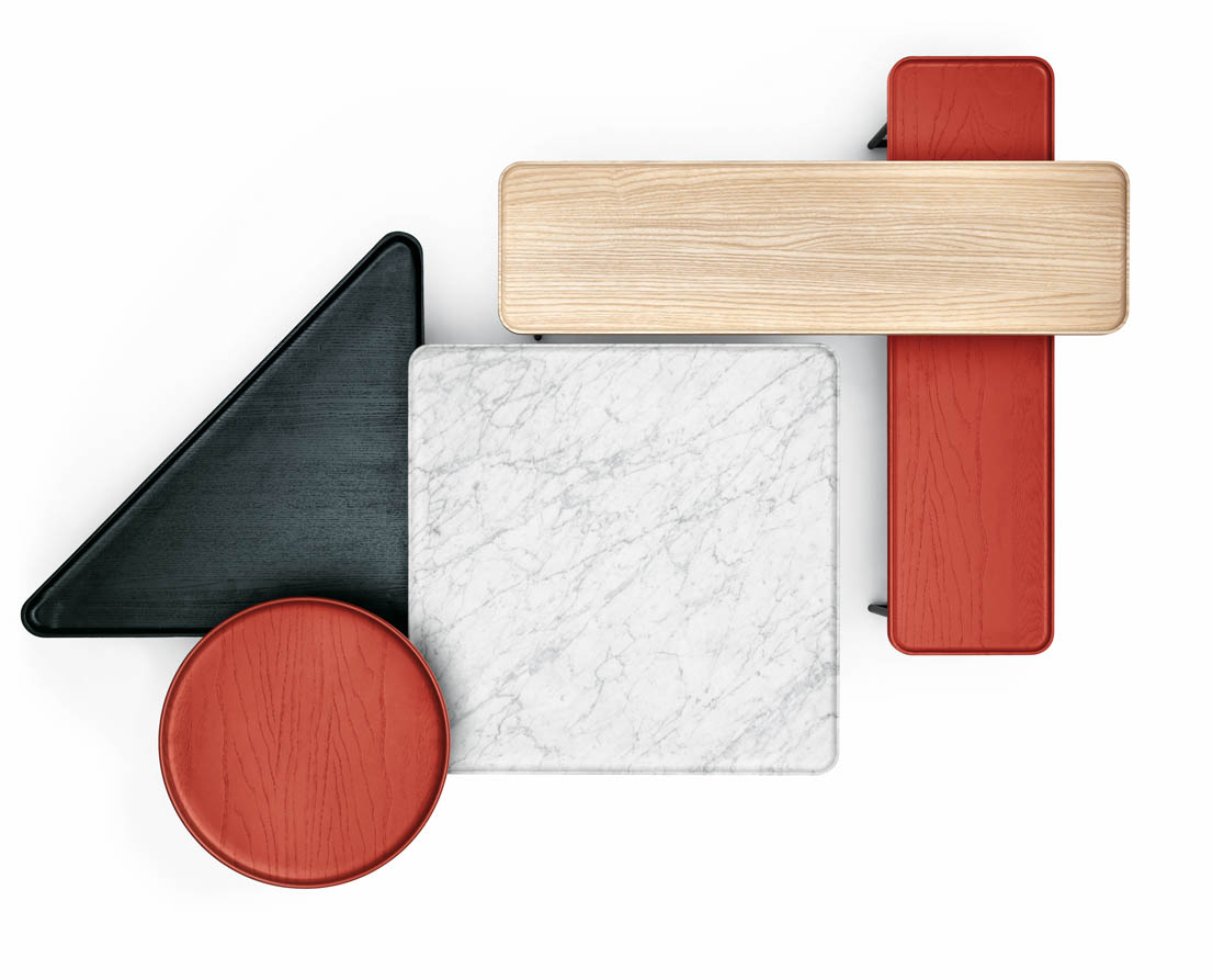 Tavolini Torei, design di Luca Nichetto per Cassina.