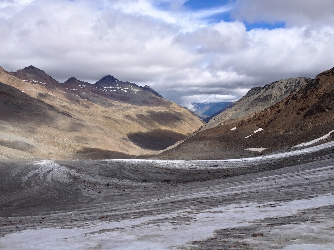 Il letto del ghiacciaio del Similaun (Niederjoch Ferner) oramai vuoto, 21 settembre 2014.