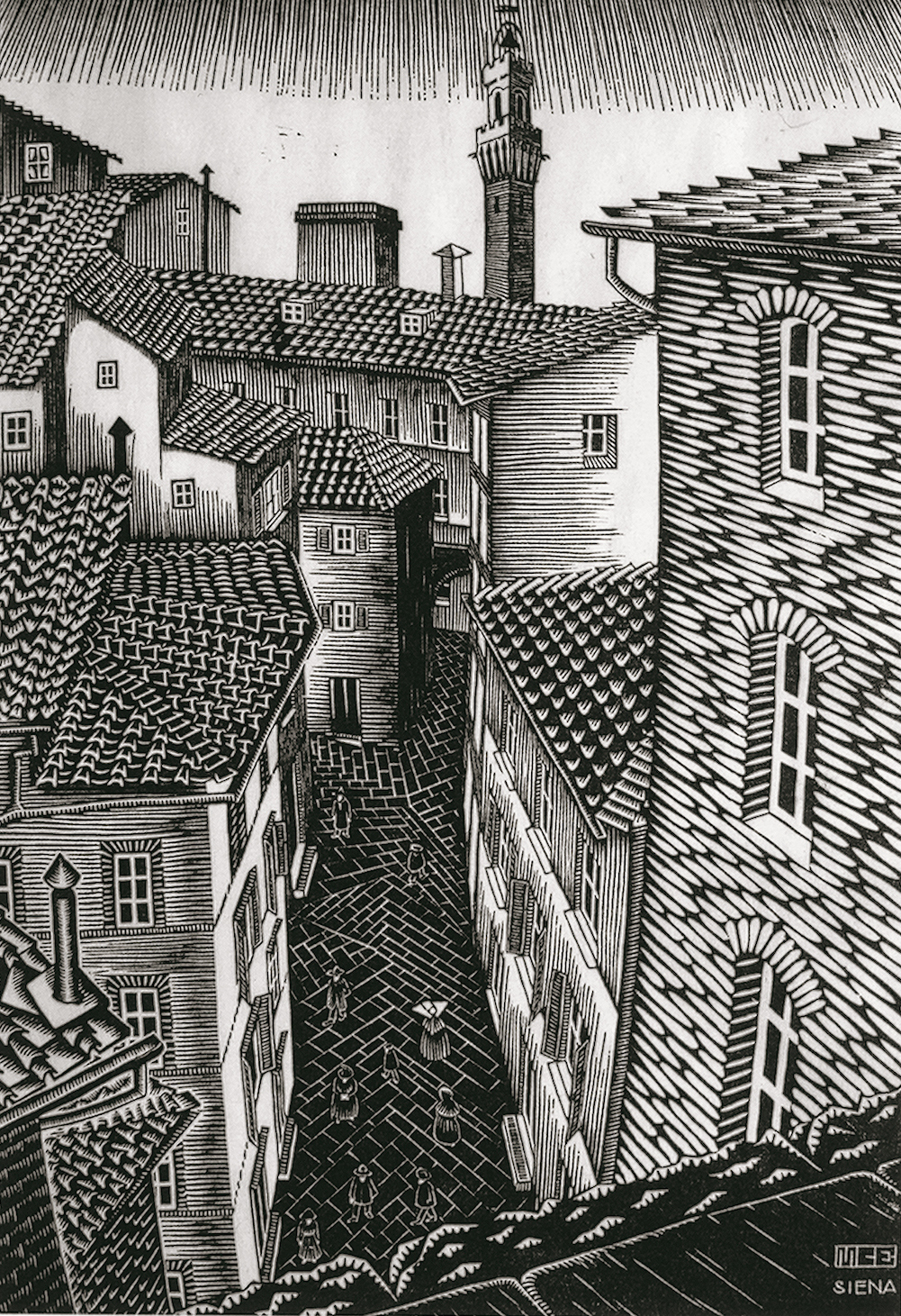 Maurits Cornelis Escher (Tetti di) Siena 1922 xilografia 323 x 219 mm Collezione Federico Giudiceandrea All M.C. Escher works © 2014 The M.C. Escher Company. All rights reserved www.mcescher.com