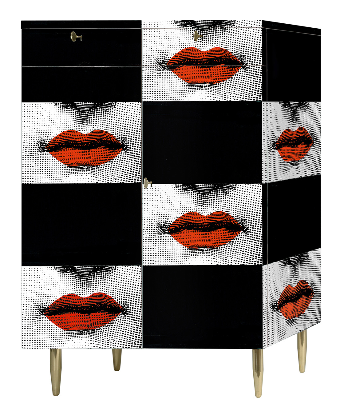 Piero Fornasetti, Cabinet “Kiss”. Legno. Stampato, laccato e dipinto a mano. Realizzato in edizione limitata.