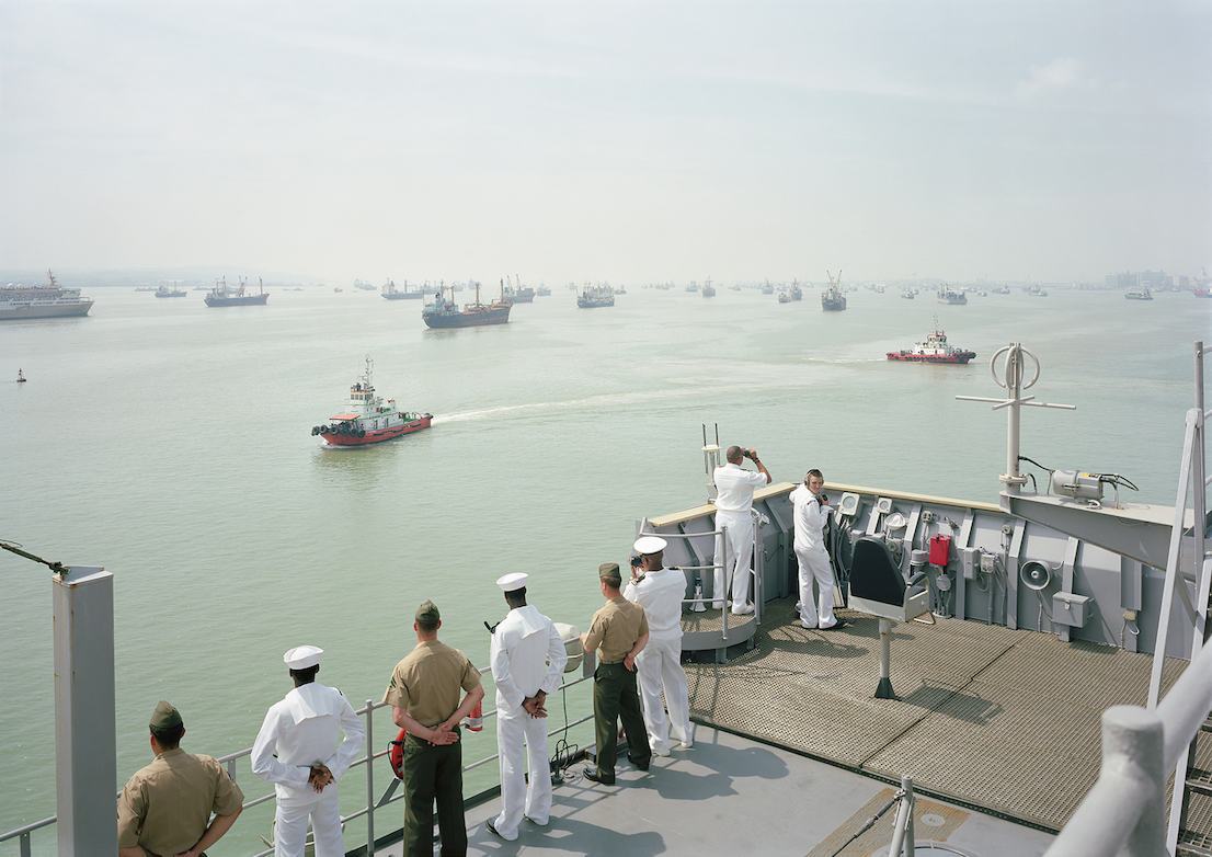 An-My Lê, Manning the Rail, USS Tortuga, Java Sea, 2010, from Events Ashore (Aperture, 2014). © An-My Lê, courtesy Murray Guy Gallery, New York.