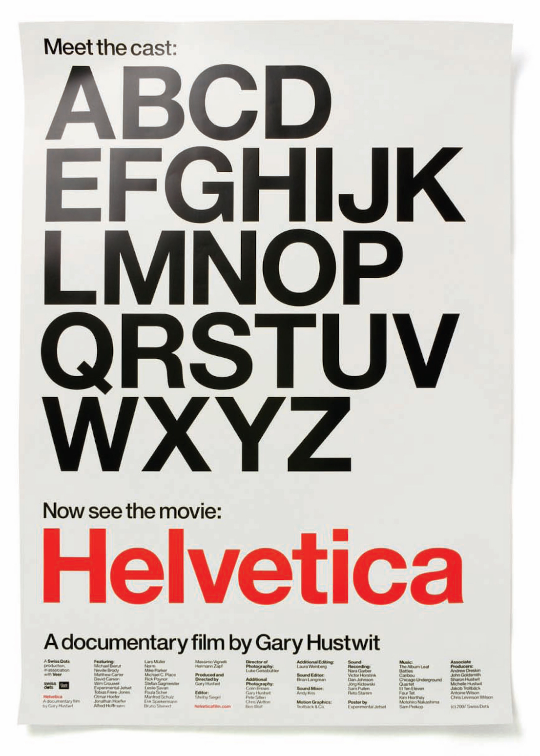 “Meet The Cast”, film poster for Helvetica, 2007.