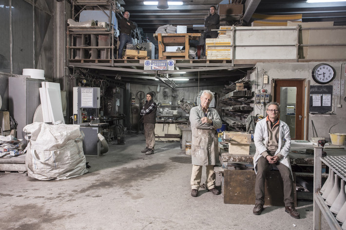 Giampiero and Carlo Piccinelli, artisans, Creacemento.