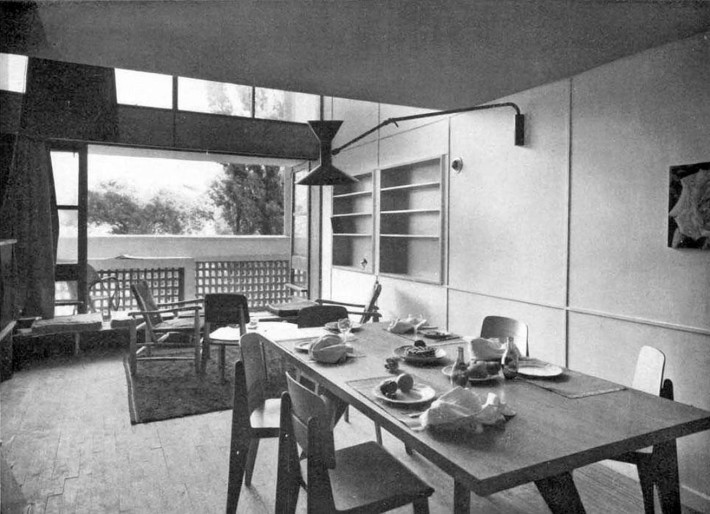 Contemporary photo of the living area of Le Corbusier’s Unité d’Habitation. Marseille, 1947-52.