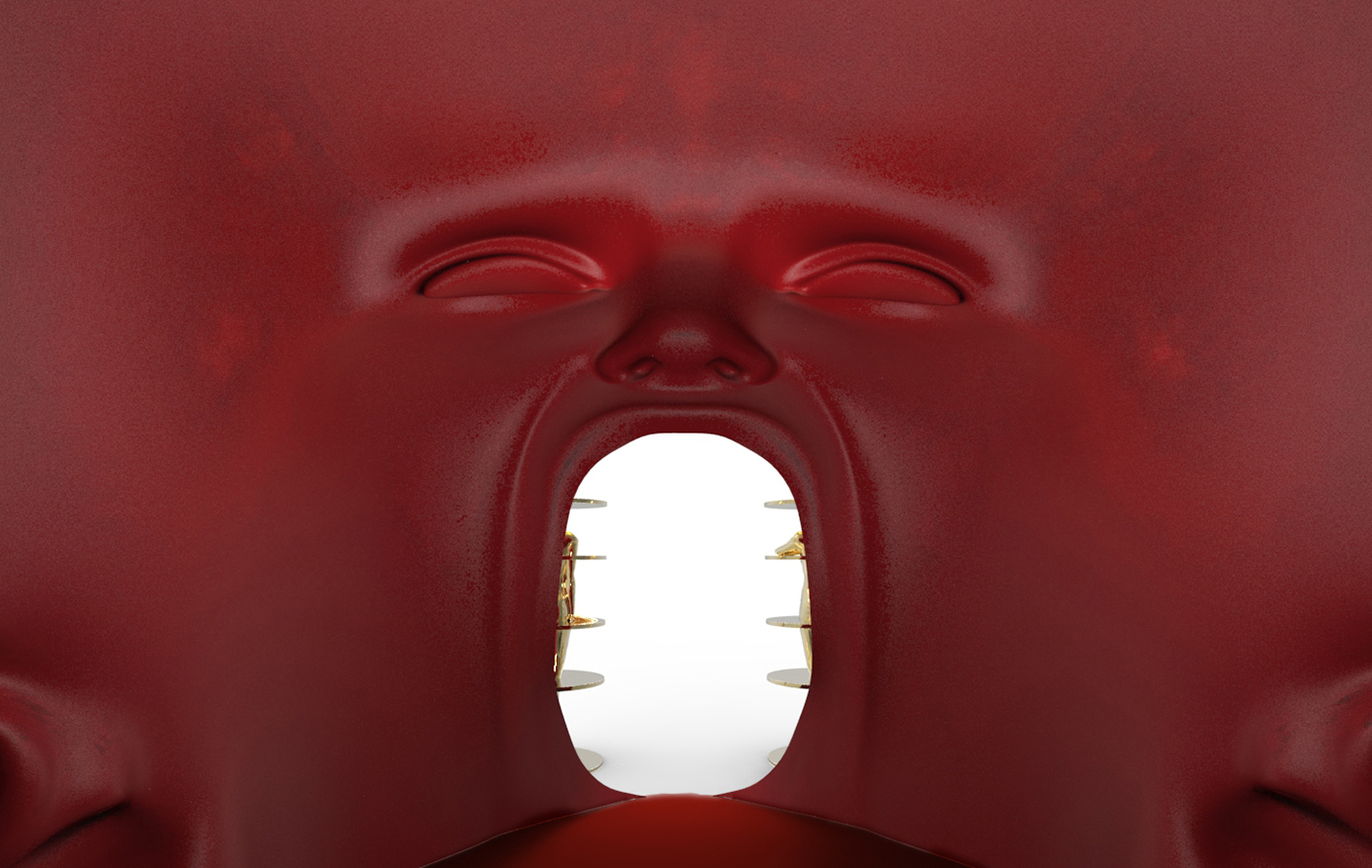 The inside of the egg-head designed by Fabio Novembre.