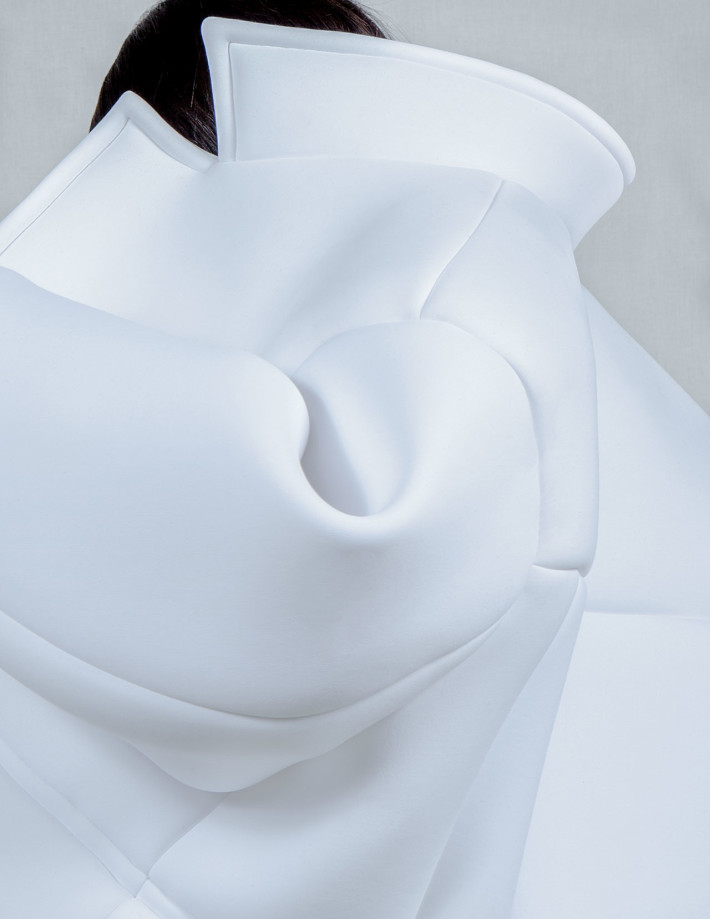 Melitta Baumeister, Jacket (detail), from Fall / Winter 2014. Ready-to-Wear collection, 2014. Neoprene. Featured in book; alternate object will appear in exhibition.