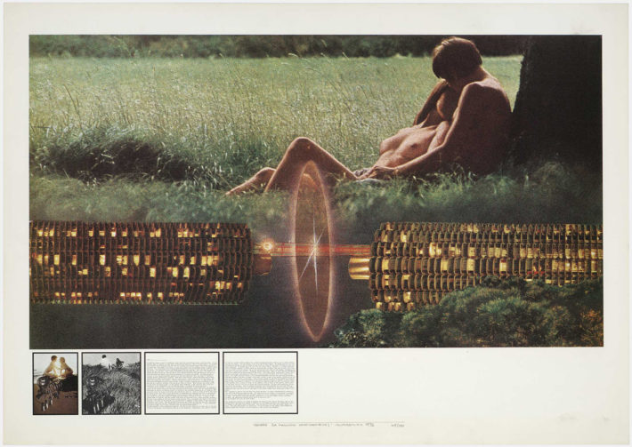 Superstudio, “Atti Fondamentali. Amore. La macchina innamoratrice”, 1972, litografia.
