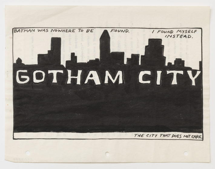Raymond Pettibon, No Title (Batman was nowhere…), 1986. Courtesy: David Zwirner, New York.