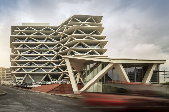 One Airport Square, Accra, Ghana, 2010-15. Design: Mario Cucinella Architects + Deweger Gruter Brown & Partners. Photo: Fernando Guerra.