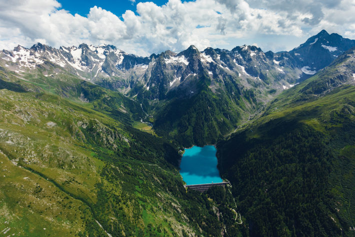 General view of the Scais Dam, part of the Vedello hydroelectric plant, in Valtellina, in July 2013. Photo: Andrea Siri / e-motion s.r.l. © Edison Spa.