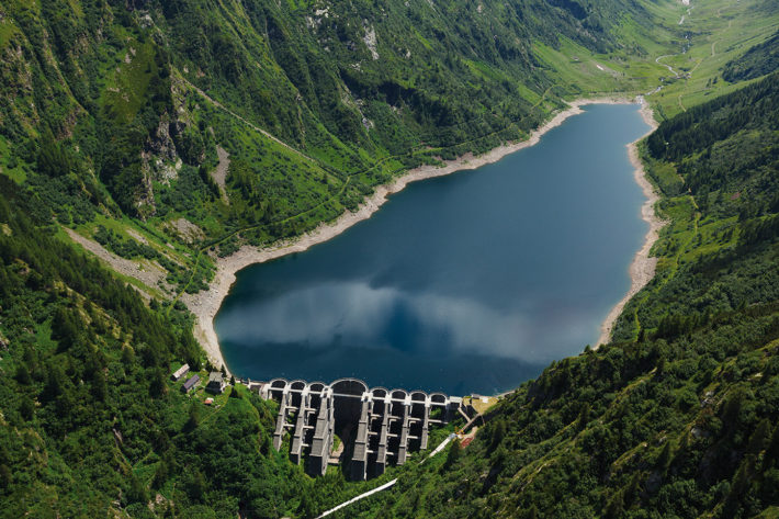 Aerial view of the Venina Dam, in Valtellina, in July 2013. Photo: Andrea Siri / e-motion s.r.l. © Edison Spa.