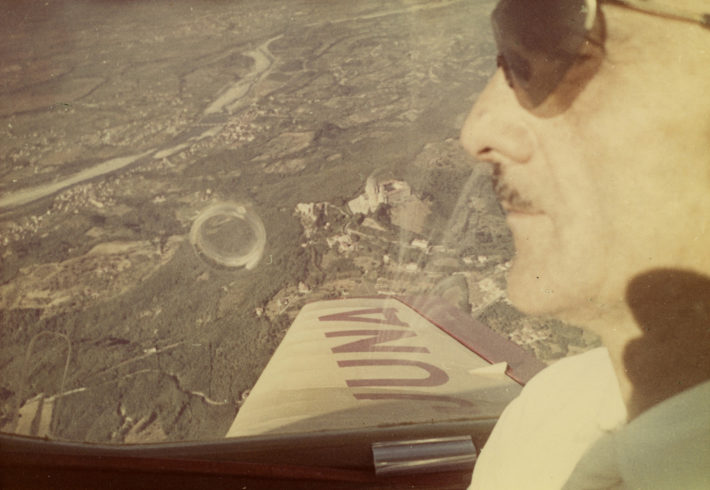 Unknown photographer, Carlo Mollino aboard a plane, c. 1950-60.