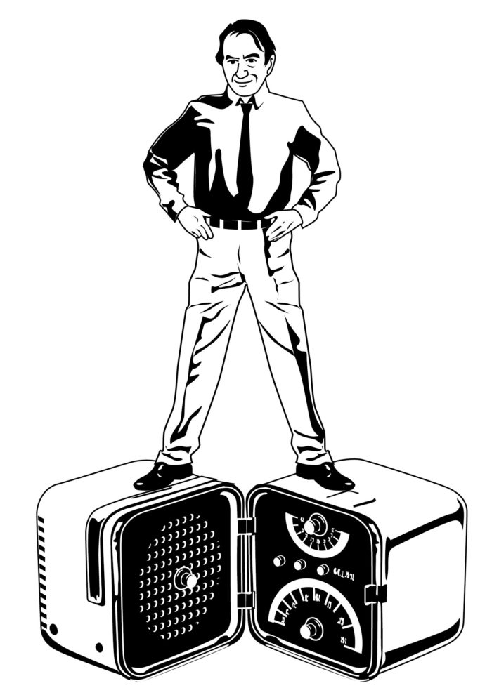Radio Brionvega ts502, comunemente nota come Cubo, disegnata da Marco Zanuso e Richard Sapper nel 1963.
