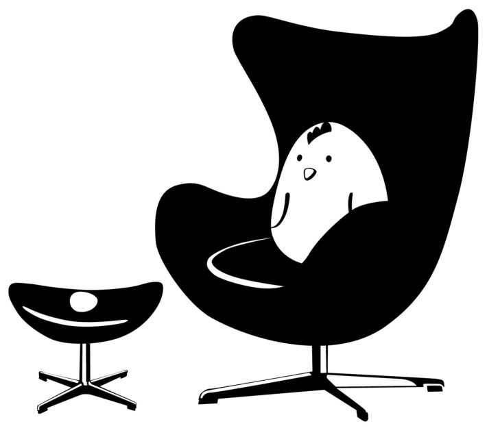 Egg chair di Arne Jacobsen per Fritz Hansen, 1958.