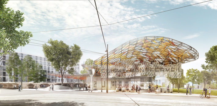 Gare Clichy-Montfermeil, Seine-Saint-Denis (linea 16), progetto di Miralles Tagliabue EMBT e Bordas+Peiro. © Miralles Tagliabue EMBT, Bordas+Peiro, Société du Grand Paris.