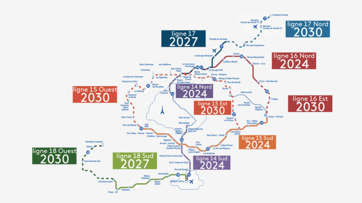 Grand Paris Express, map of the future Metro system. © Grégoire Courtois, France 3 Paris.