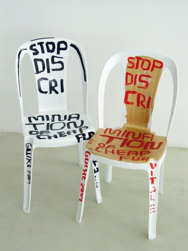 Martí Guixé, Stop discrimination of cheap furniture, 2004. Photo: Imagekontainer/Knölke