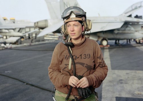 An-My Lê, Line Shack Supervisor for EA-6B Prowler, USS Ronald Regan, North arabian Gulf, 2009, from Events Ashore (Aperture, 2014). © An-My Lê, courtesy Murray Guy Gallery, New York.