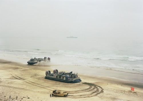 An-My Lê, Offload, LCACs and Tank, California, 2006, from Events Ashore (Aperture, 2014). © An-My Lê, courtesy Murray Guy Gallery, New York.