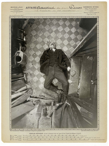 Protocollo di Alphonse Bertillon, Assassinio di monsieur Canon, boulevard de Clichy, 9 dicembre 1914: vista per capovolgimento / Préfecture de police de Paris, Service de l’Identité judiciaire. © Archives de la Préfecture de police de Paris.