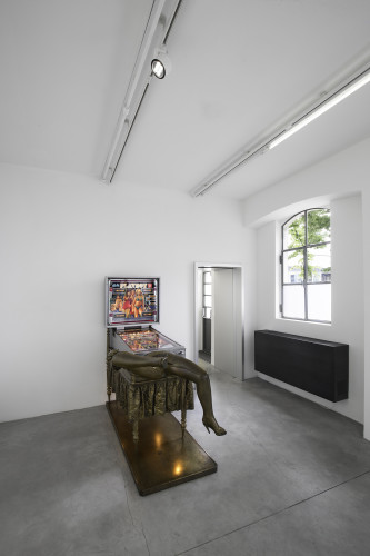Edward & Nancy Reddin Kienholz, The Bronze Pinball Machine with Woman Affixed Also, 1980.