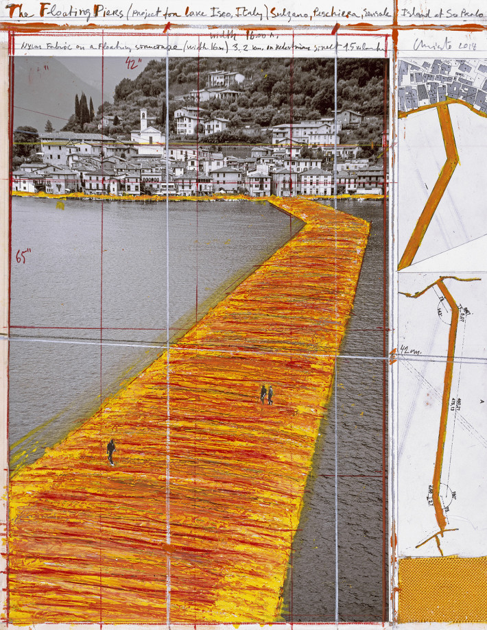 Christo, The Floating Piers, 2014. Drawing. Photo: André Grossmann.