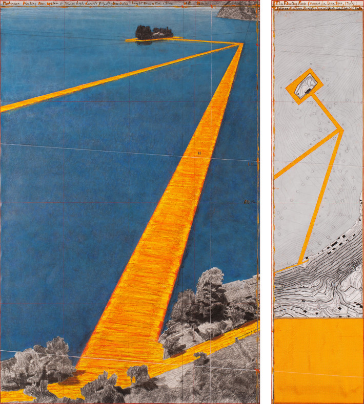 Christo, The Floating Piers, 2015. Drawing. Photo: André Grossmann.