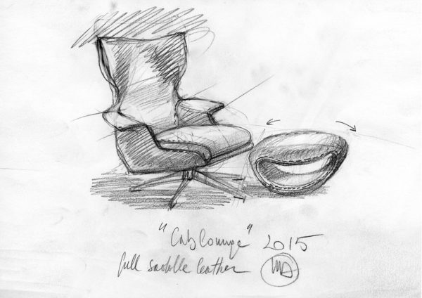 Cablounge, design di Mario Bellini, 2015. Schizzo. Archivio Mario Bellini.