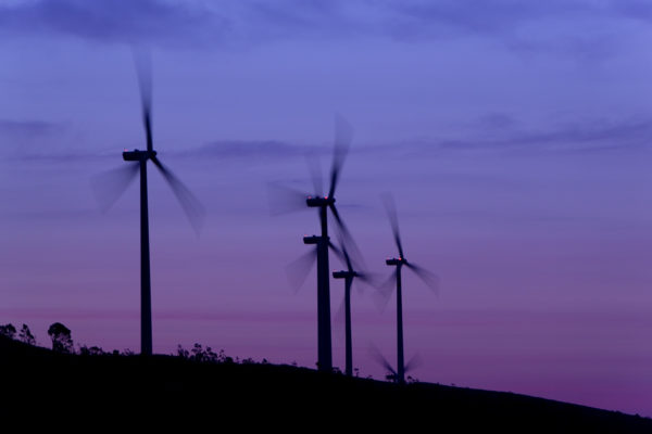 Wind turbines at sunset, at the San Francesco di Melissa-Strongoli Wind Farm (Crotone). Photo: Renato Cerisola. © Edison Spa.