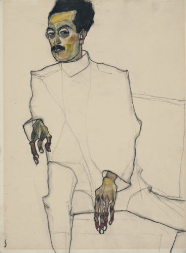 Egon Schiele. Portrait of Doctor X, 1910. Black crayon and watercolor on paper. Wadsworth Atheneum Museum of Art, Hartford, Connecticut, The Ella Gallup Sumner and Mary Catlin Sumner Collection Fund Picture: © Allen Phillips / Wadsworth Athemuseum.