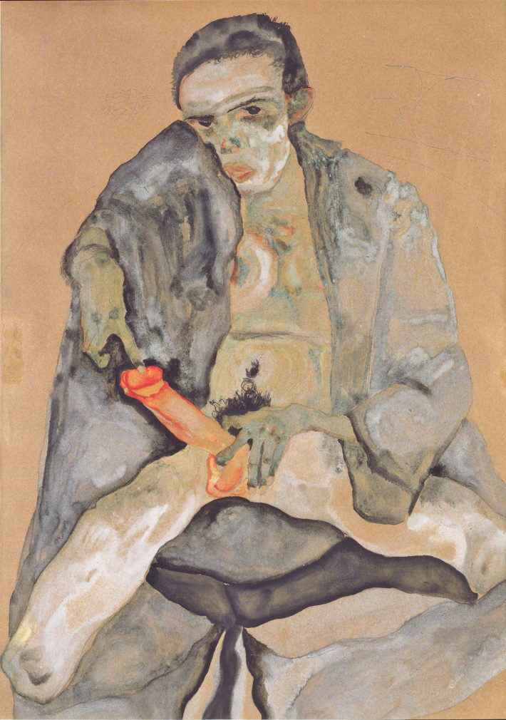 Egon Schiele, Eros, 1911. Gouache, watercolor, and chalk on paper. Private collection. Picture: Wikimedia Commons.