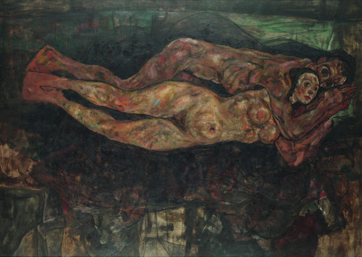 Egon Schiele, Liebespaar (Lovers), 1918 (unfinished). Oil on canvas. Private collection, Leopold. Picture: Courtesy of Private collection, Leopold.
