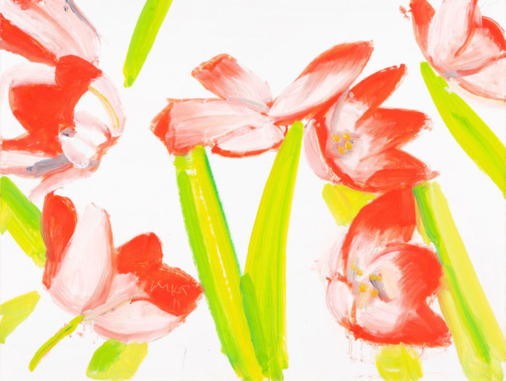 Alex Katz, Flowers 3, 2011, olio su tavola. © Alex Katz, VG Bild-Kunst, Bonn 2018, collezione privata. Foto: Andreas Pauly.