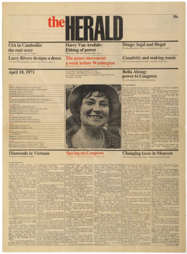 Layout del giornale The Herald, New York, 1971.