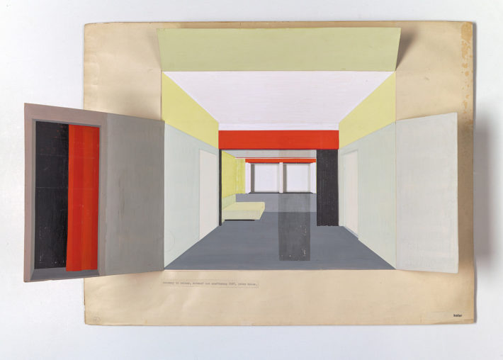 Peter Keler, Appartamento a Weimar, progetto e realizzazione, 1927, gouache su carta. Collezione privata, Paesi Bassi.