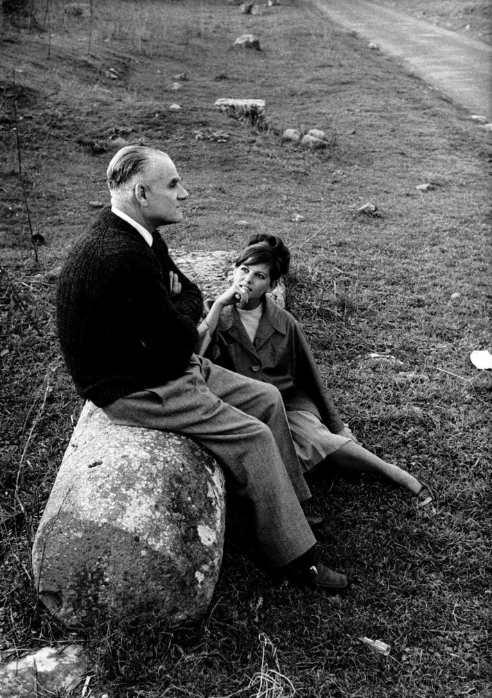 Alberto Moravia and Claudia Cardinale, from the series “Gli incontri impossibili” published in Tempo, 1961-62. Photo: Paolo Di Paolo, © Archivio Paolo Di Paolo.